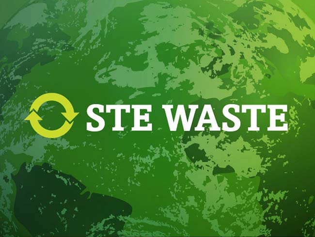 STE Waste logo panel with background