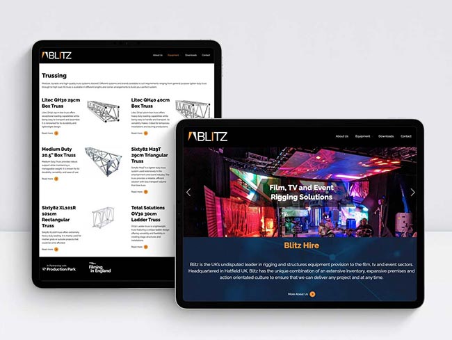 ipad screen of Blitz website