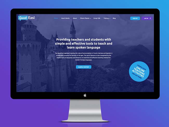 Desktop screen of Speak Easi website