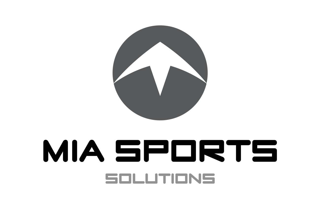 Grey logo panel of Mia Sports Solutions brand