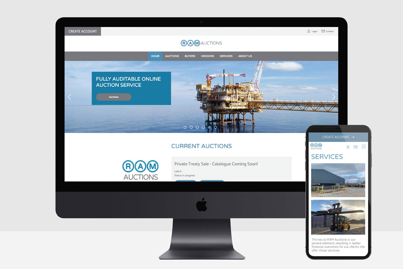 Website Screens for RAM Auctions Website