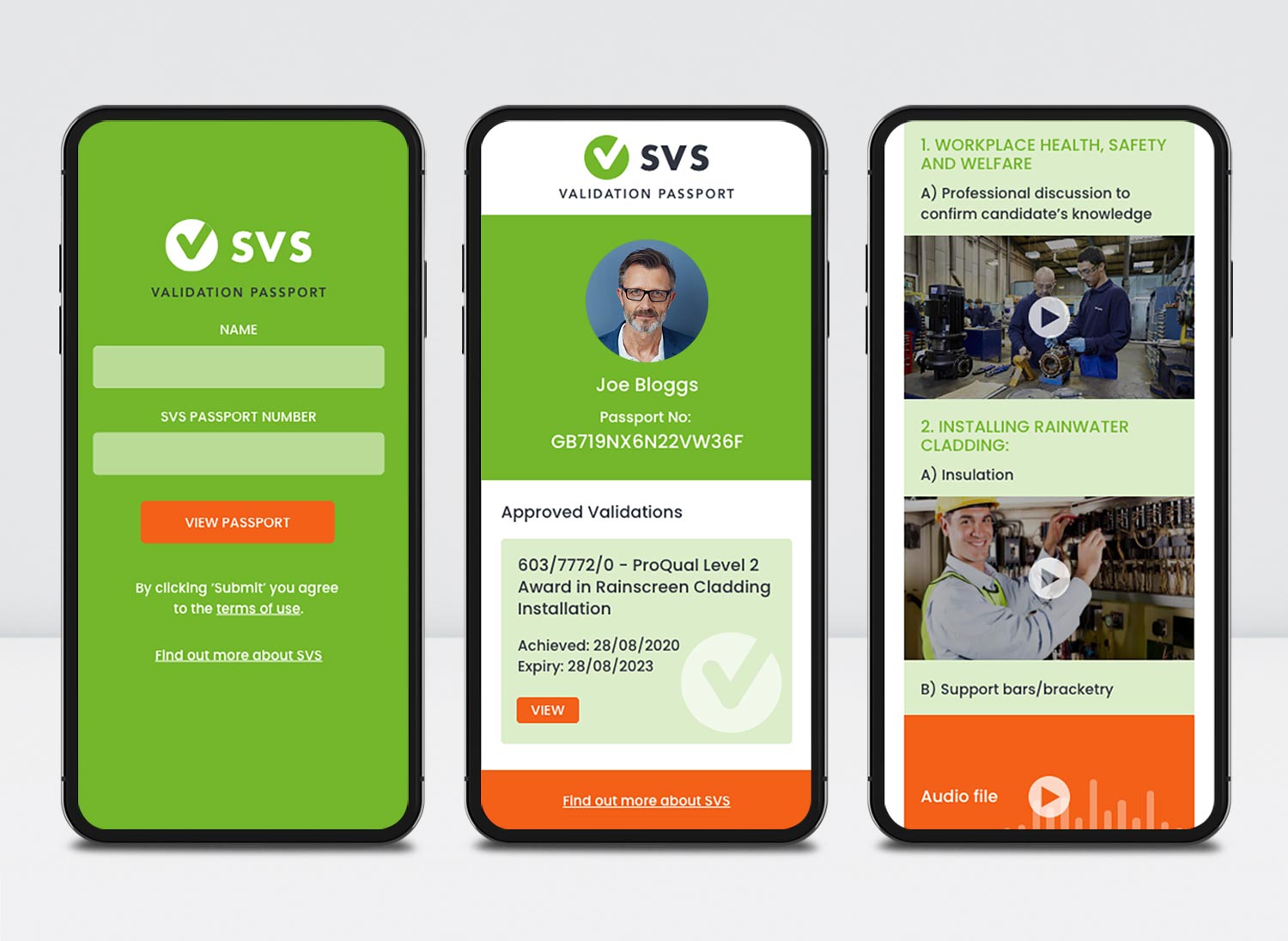 Mobile App Screens for SVS Passport