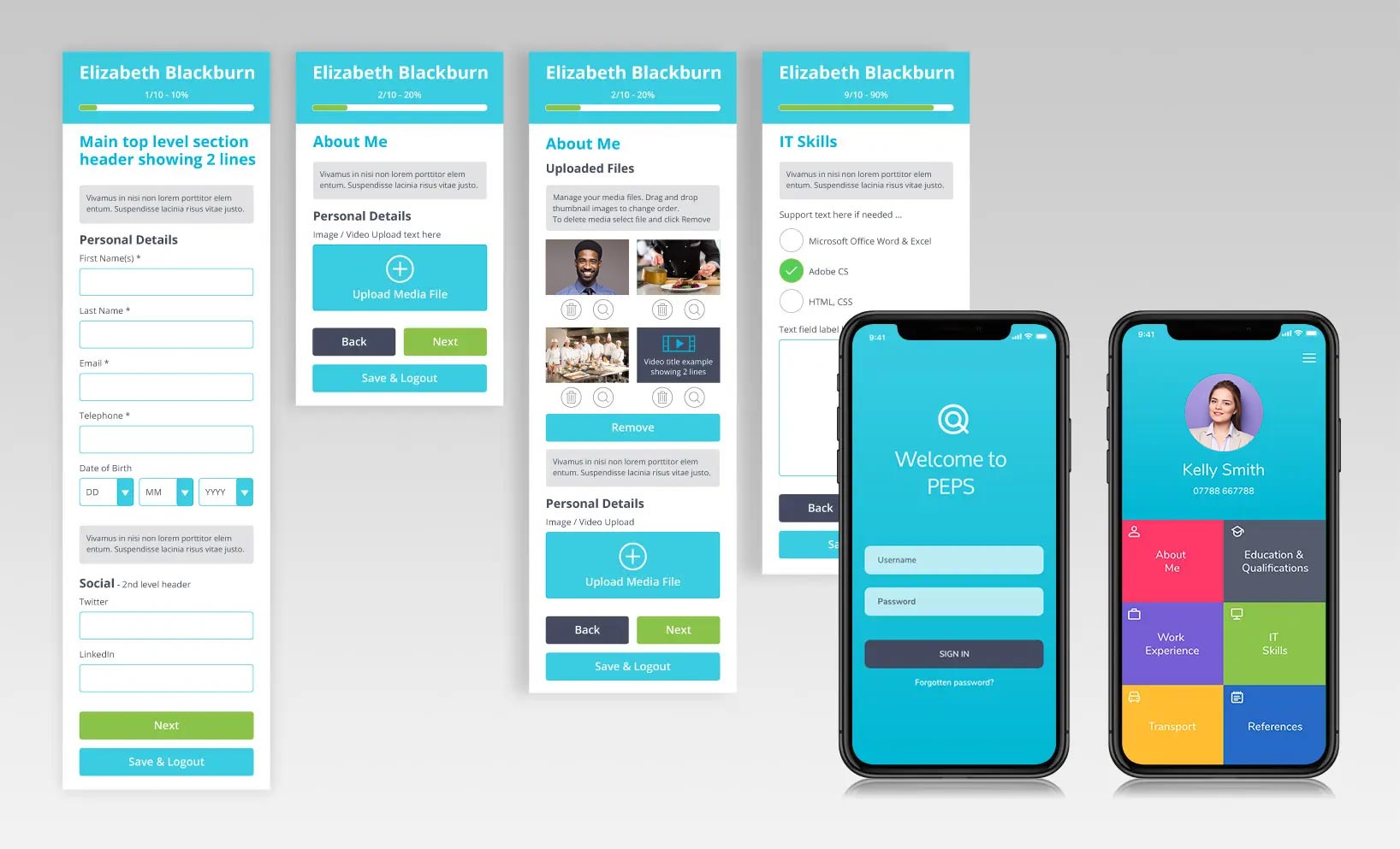 Peps App Mobile Screens