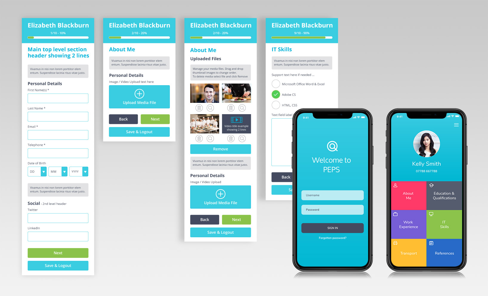 Mobile App Visuals for Peps