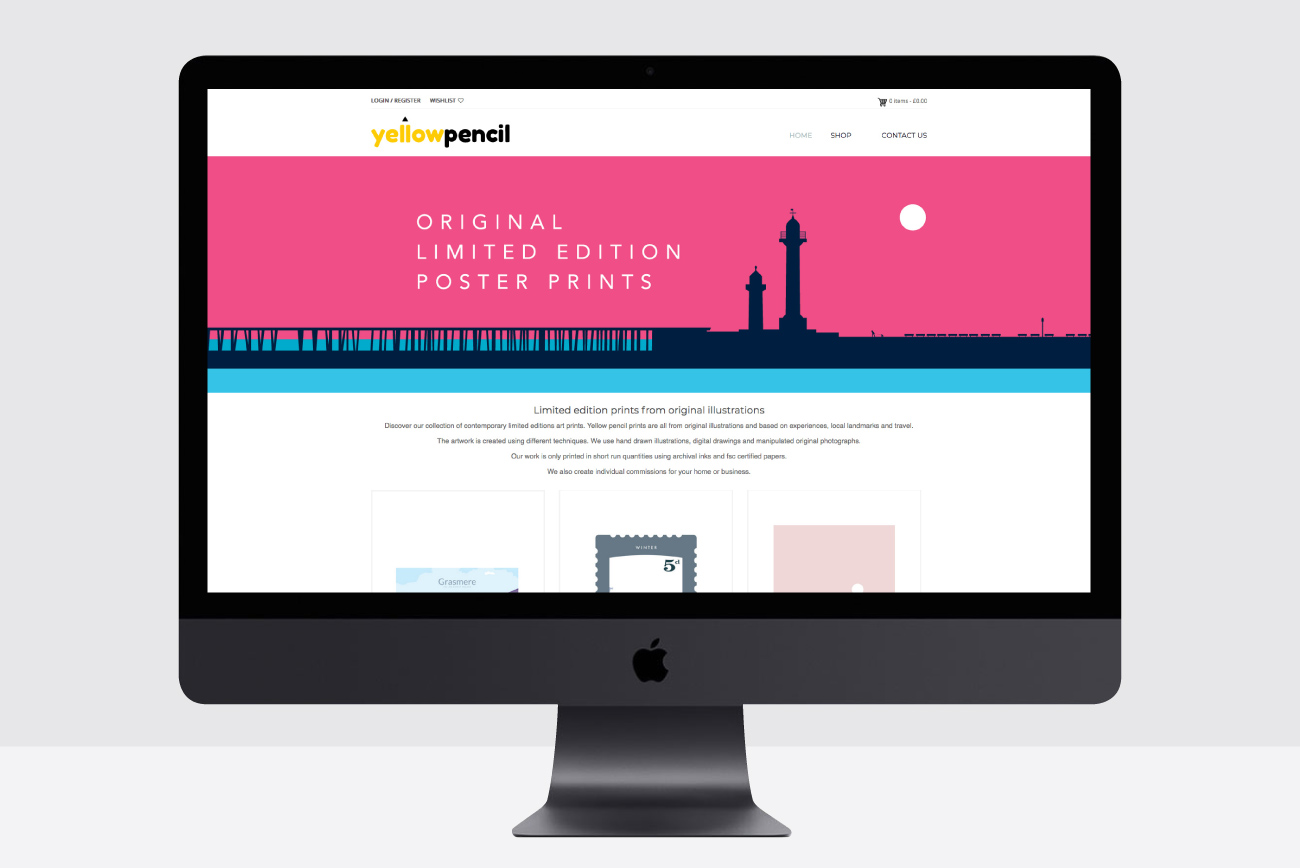 Desktop image of online shop for Yellow Pencil Prints