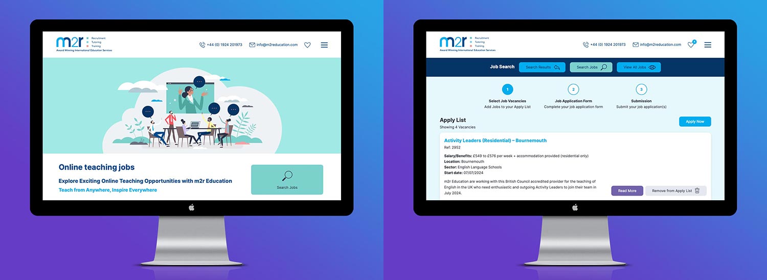 m2r Education Desktop Website Pages