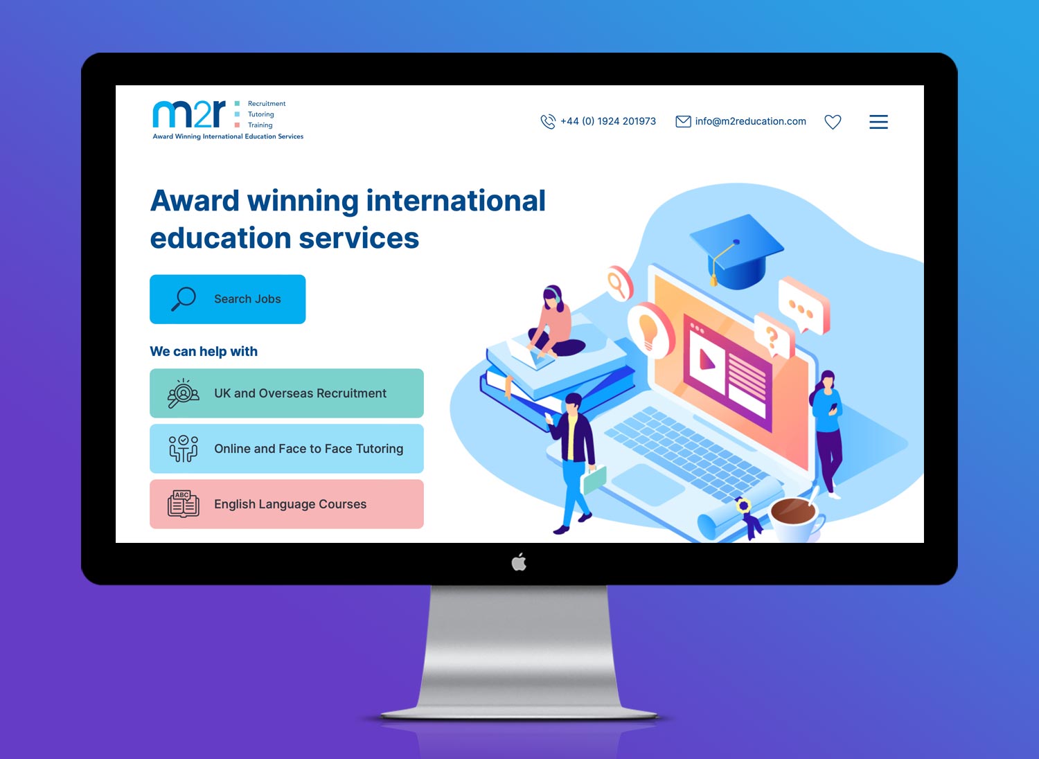 m2r Education Tablet Website Page
