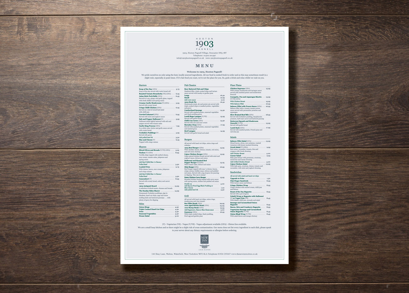 Menu Design for 1903 Hooton Pagnell
