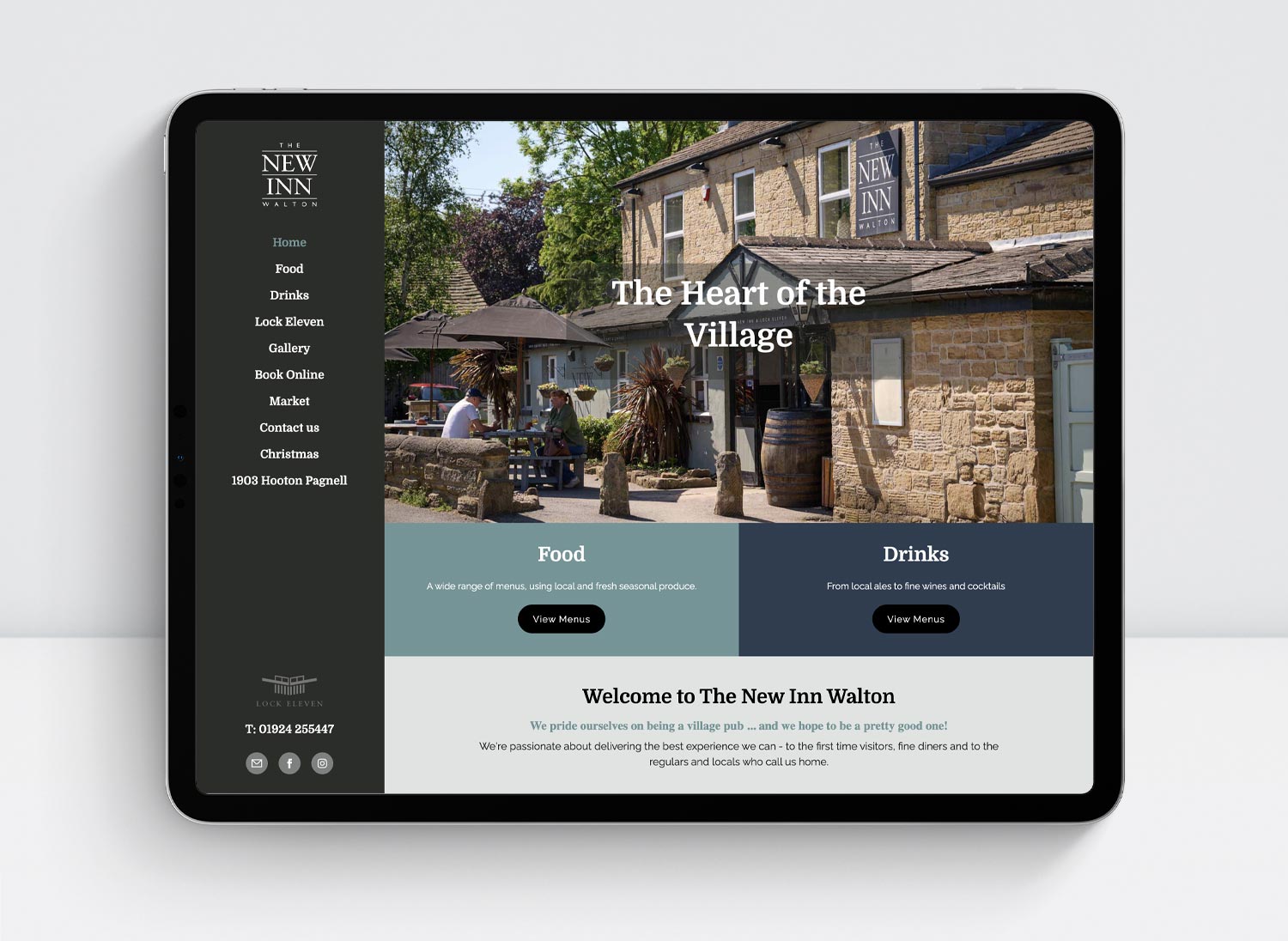 Pub Restaurant Website ipad Image