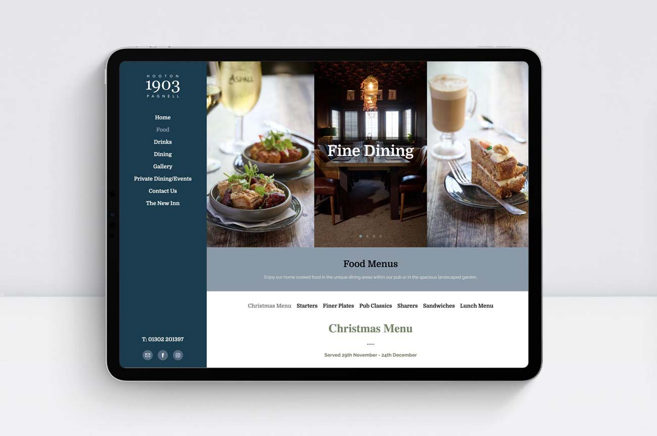 Pub Restaurant Website ipad Image