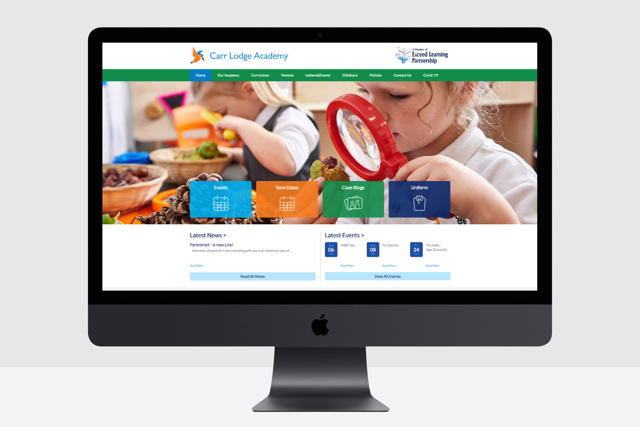 Desktop Screen of Website For Carr Lodge Academy