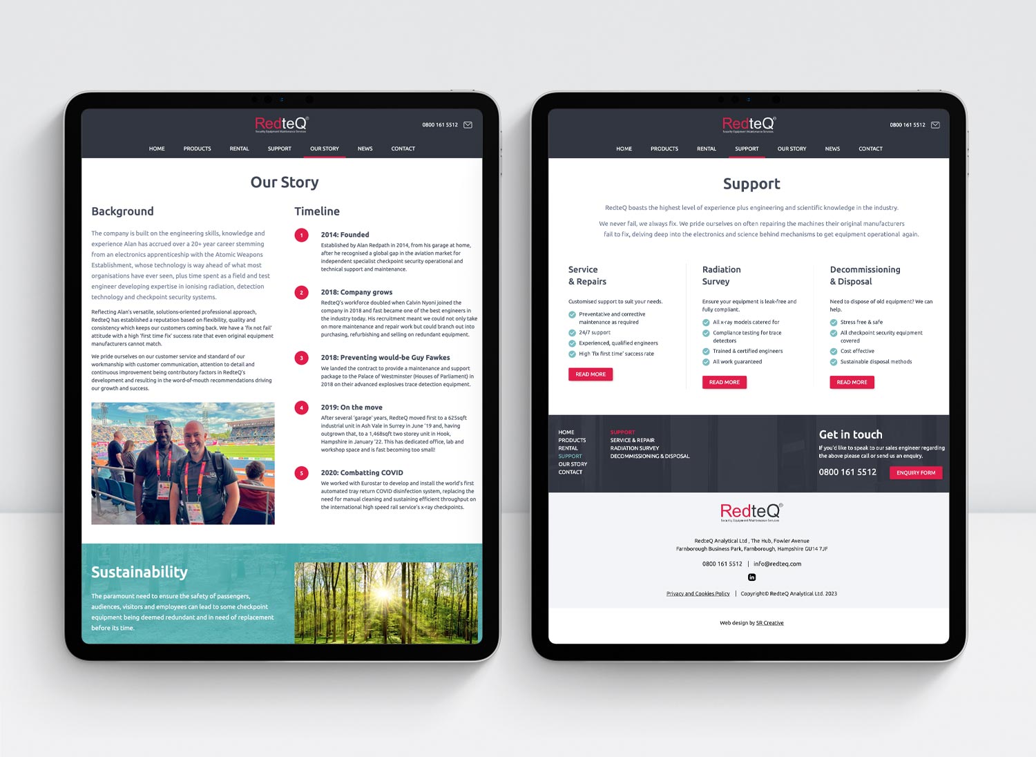 Website pages on ipad for RedteQ